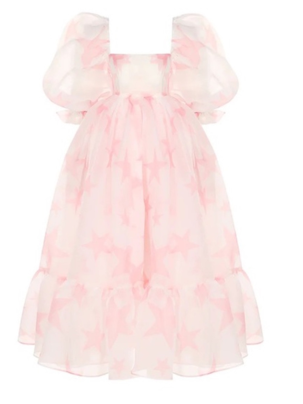 Pink Selkie Powdered Star French Puff Dress